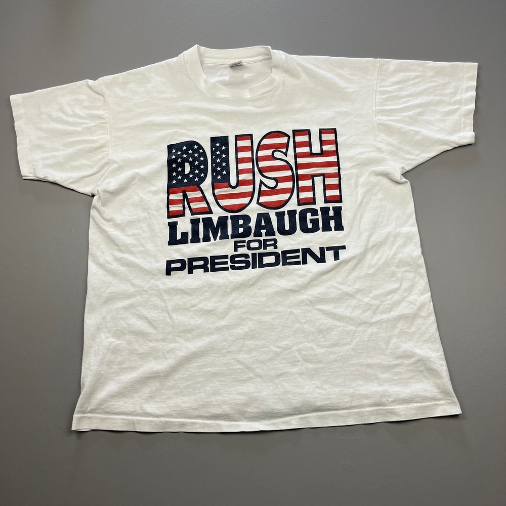 Fruit of the Loom T-Shirt Mens XL White Rush Limbaugh For President Vintage 90s - Picture 3 of 12